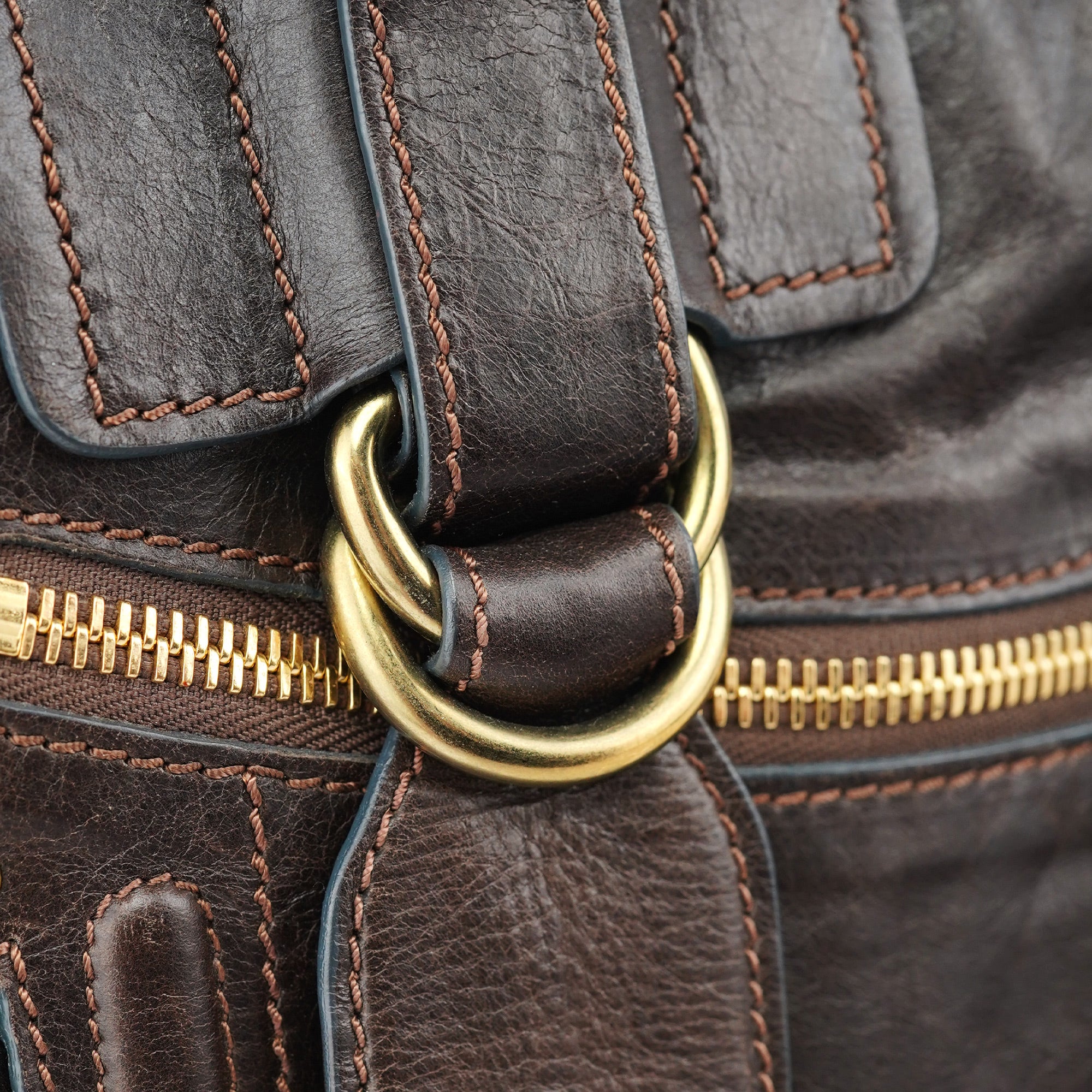 Chloé Brown Calfskin Bay Tote Bag