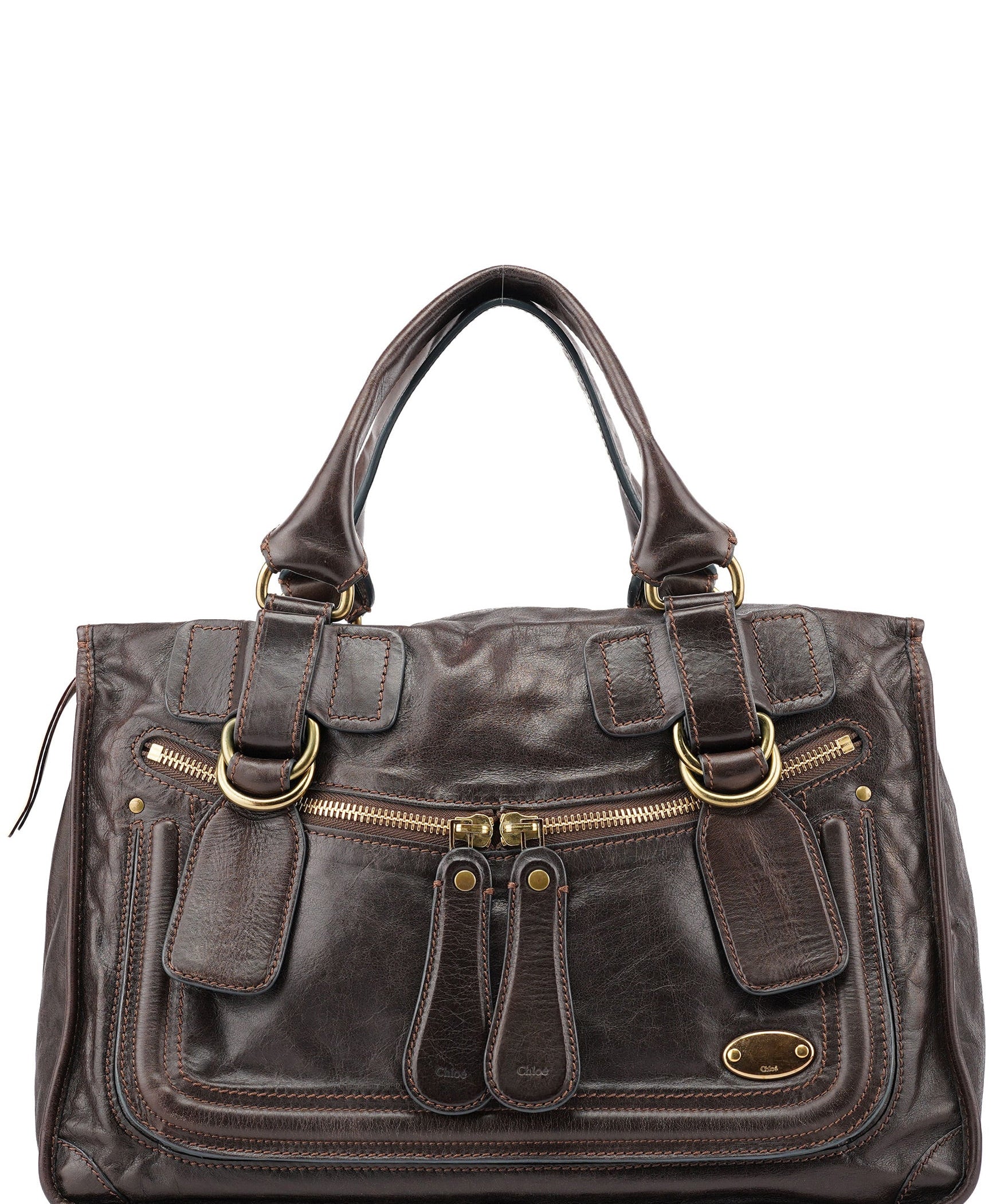Chloé Brown Calfskin Bay Tote Bag
