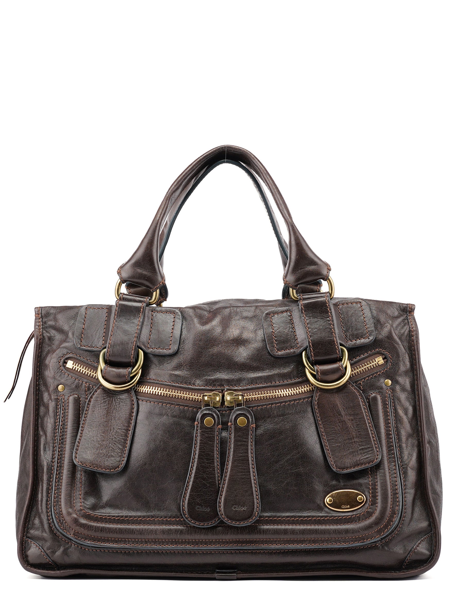Chloé Brown Calfskin Bay Tote Bag