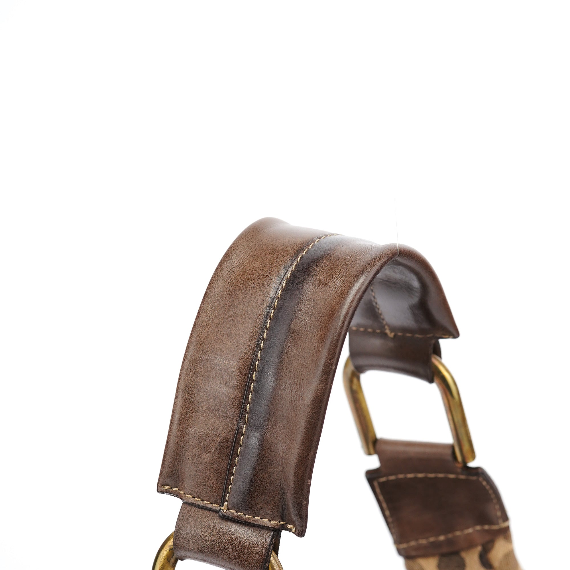 Chloe Brown Canvas Polkadot Hobo Shoulder Bag