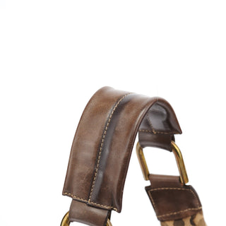 Chloe Brown Canvas Polkadot Hobo Shoulder Bag