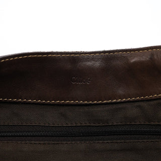 Chloe Brown Canvas Polkadot Hobo Shoulder Bag