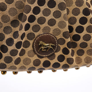 Chloe Brown Canvas Polkadot Hobo Shoulder Bag