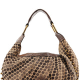 Chloe Brown Canvas Polkadot Hobo Shoulder Bag