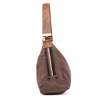 Chloé Brown Canvas Zipper Hobo Shoulder Bag