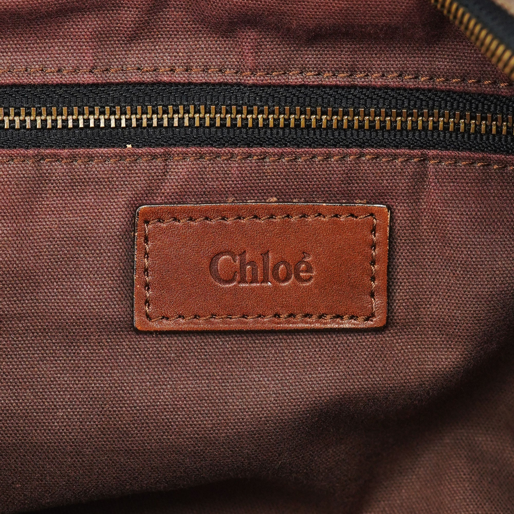 Chloé Sac hobo zippé en toile marron