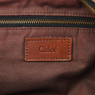 Chloé Brown Canvas Zipper Hobo Shoulder Bag