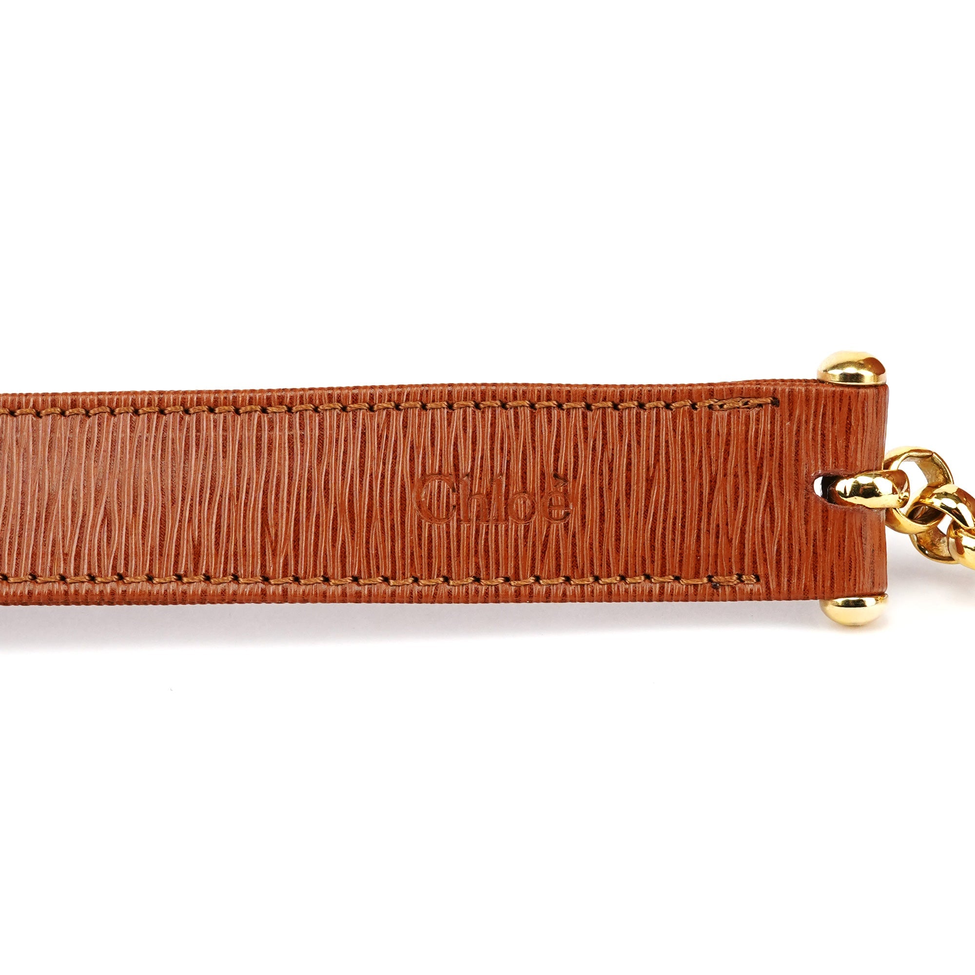Chloe Brown Epi Leather Ribbon Top Handle 2-Way Bag