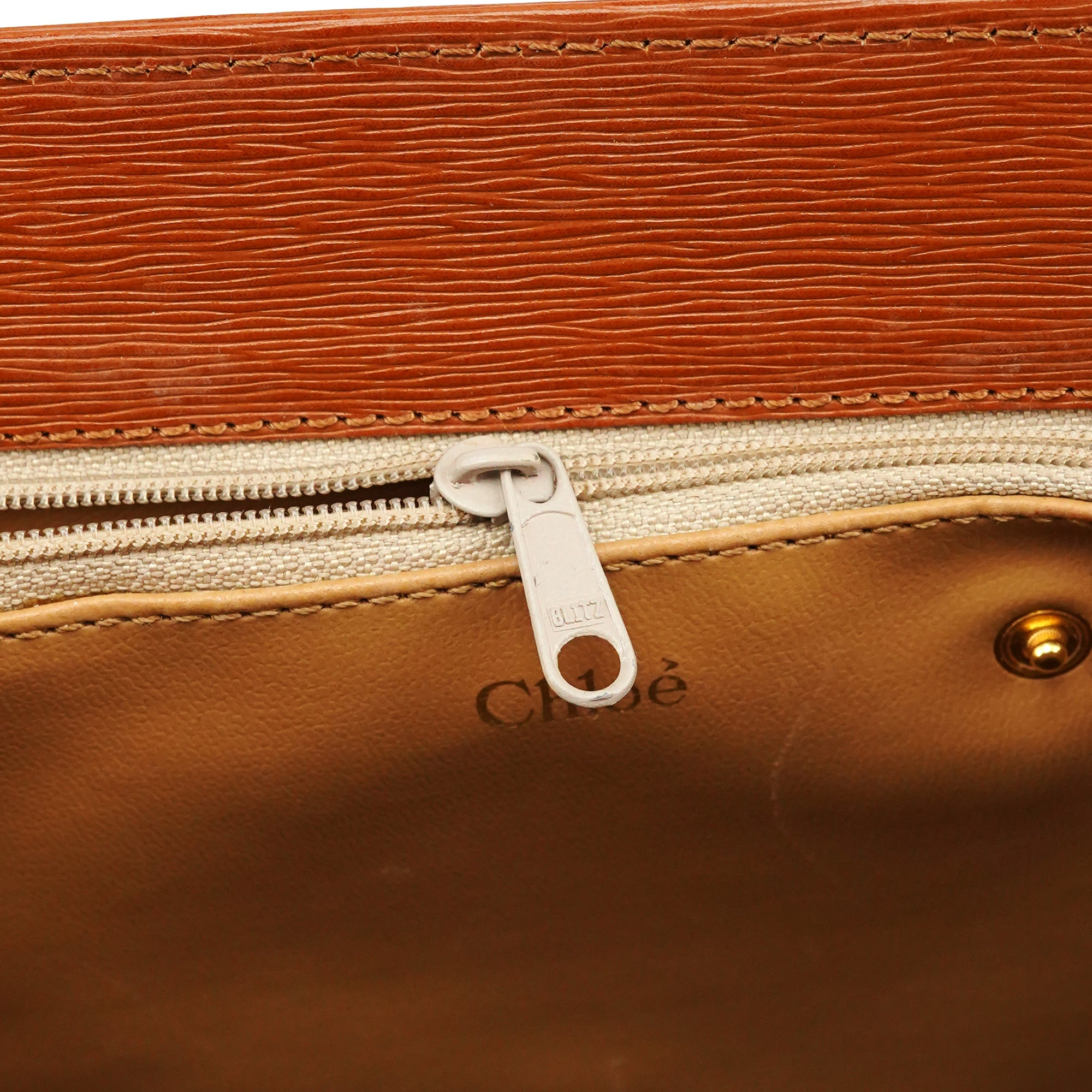 Chloe Brown Epi Leather Ribbon Top Handle 2-Way Bag