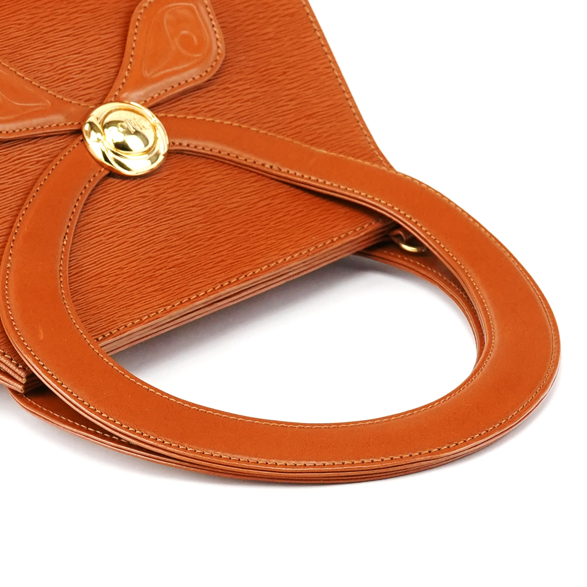 Chloe Brown Epi Leather Ribbon Top Handle 2-Way Bag