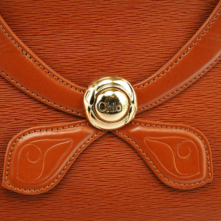 Chloe Brown Epi Leather Ribbon Top Handle 2-Way Bag