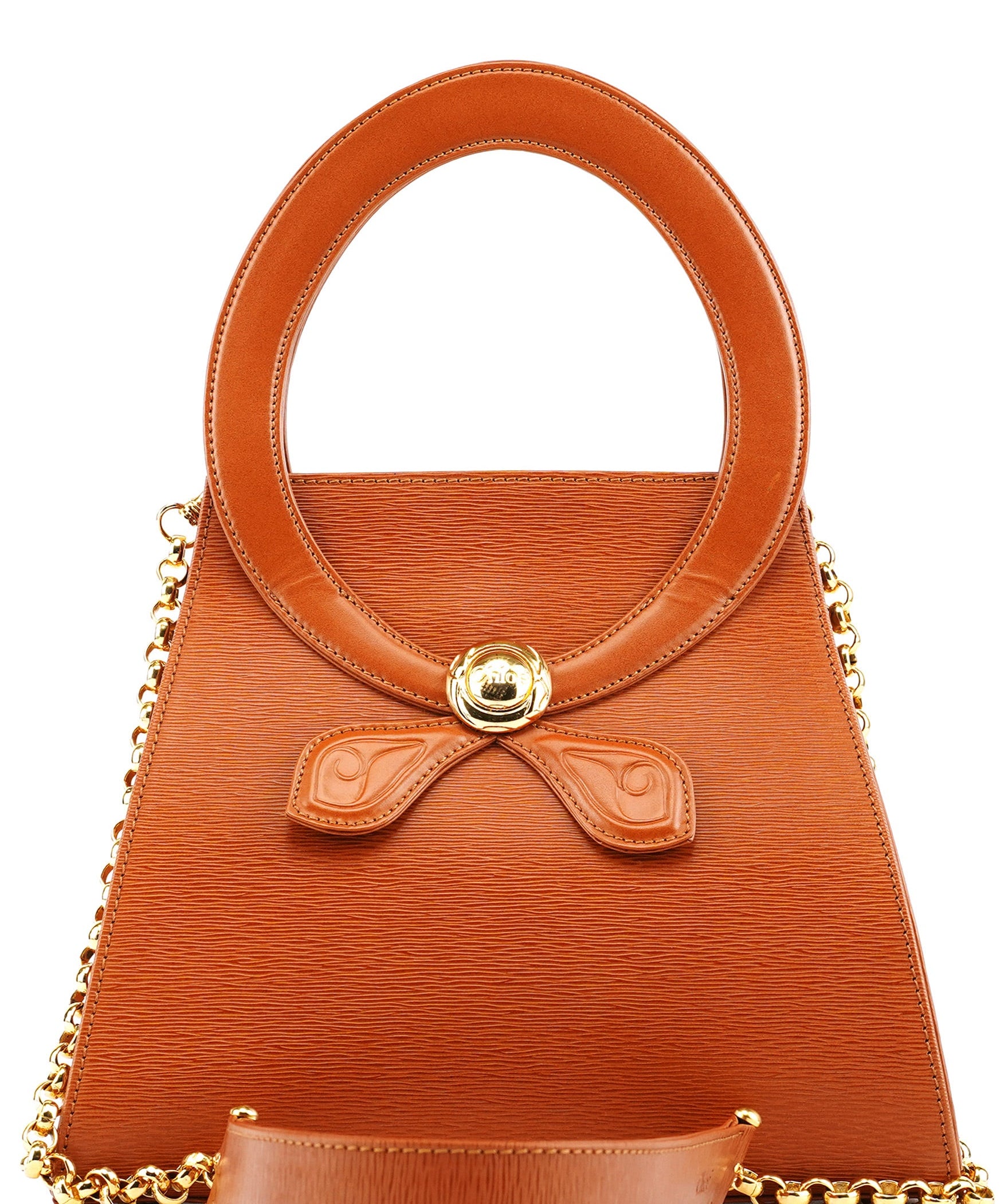 Chloe Brown Epi Leather Ribbon Top Handle 2-Way Bag