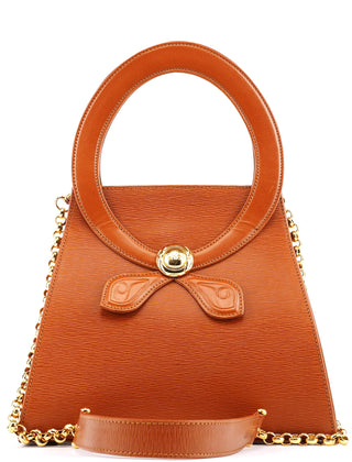 Chloe Brown Epi Leather Ribbon Top Handle 2-Way Bag