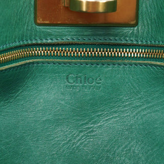 Chloé Brown Green Leather Tote Bag