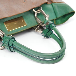 Chloé Brown Green Leather Tote Bag