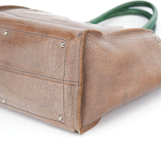 Chloé Brown Green Leather Tote Bag