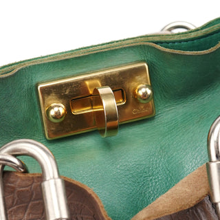 Chloé Brown Green Leather Tote Bag