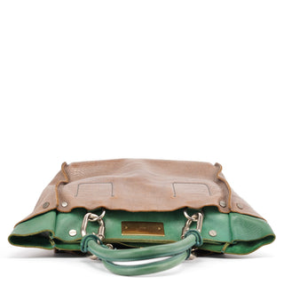Chloé Brown Green Leather Tote Bag