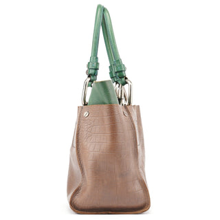 Chloé Brown Green Leather Tote Bag