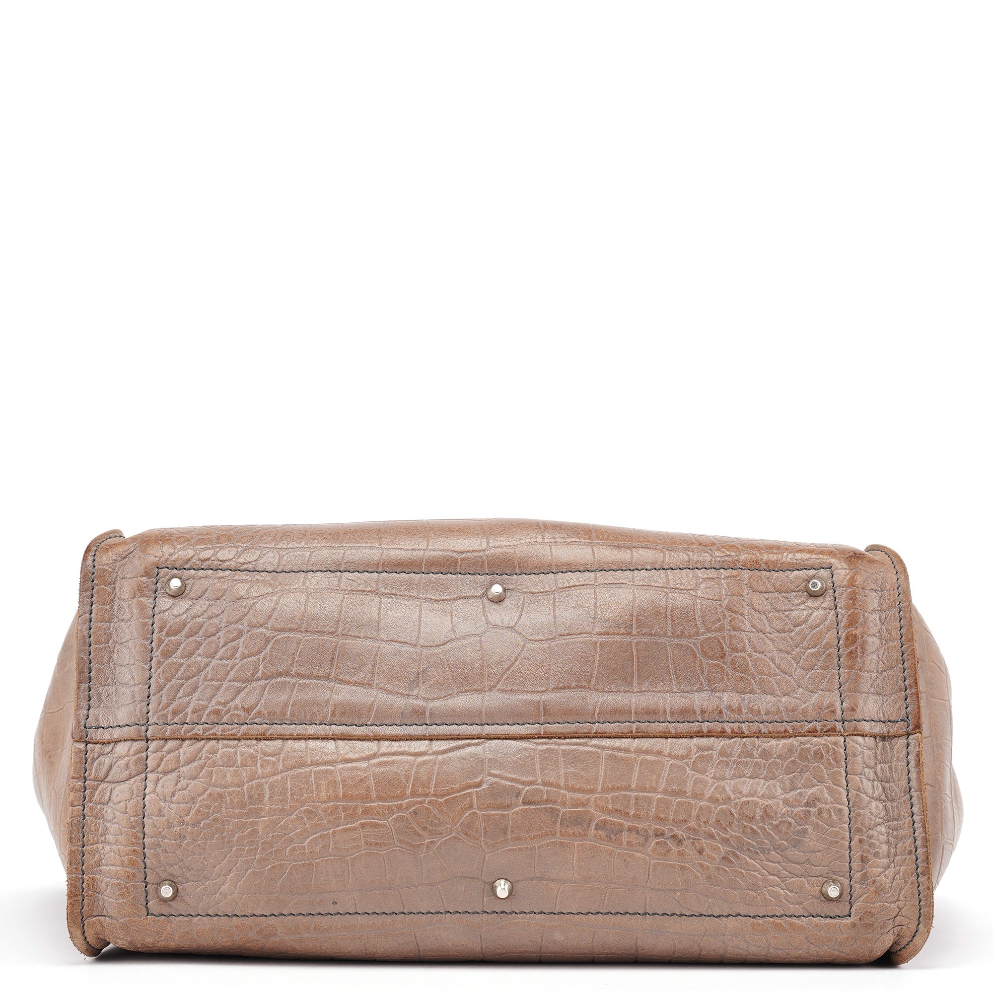 Chloé Brown Green Leather Tote Bag
