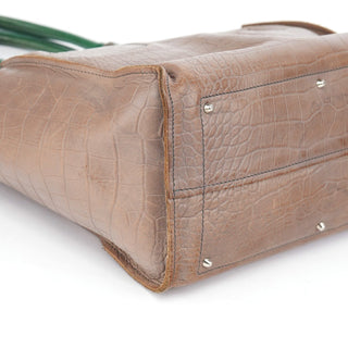 Chloé Brown Green Leather Tote Bag