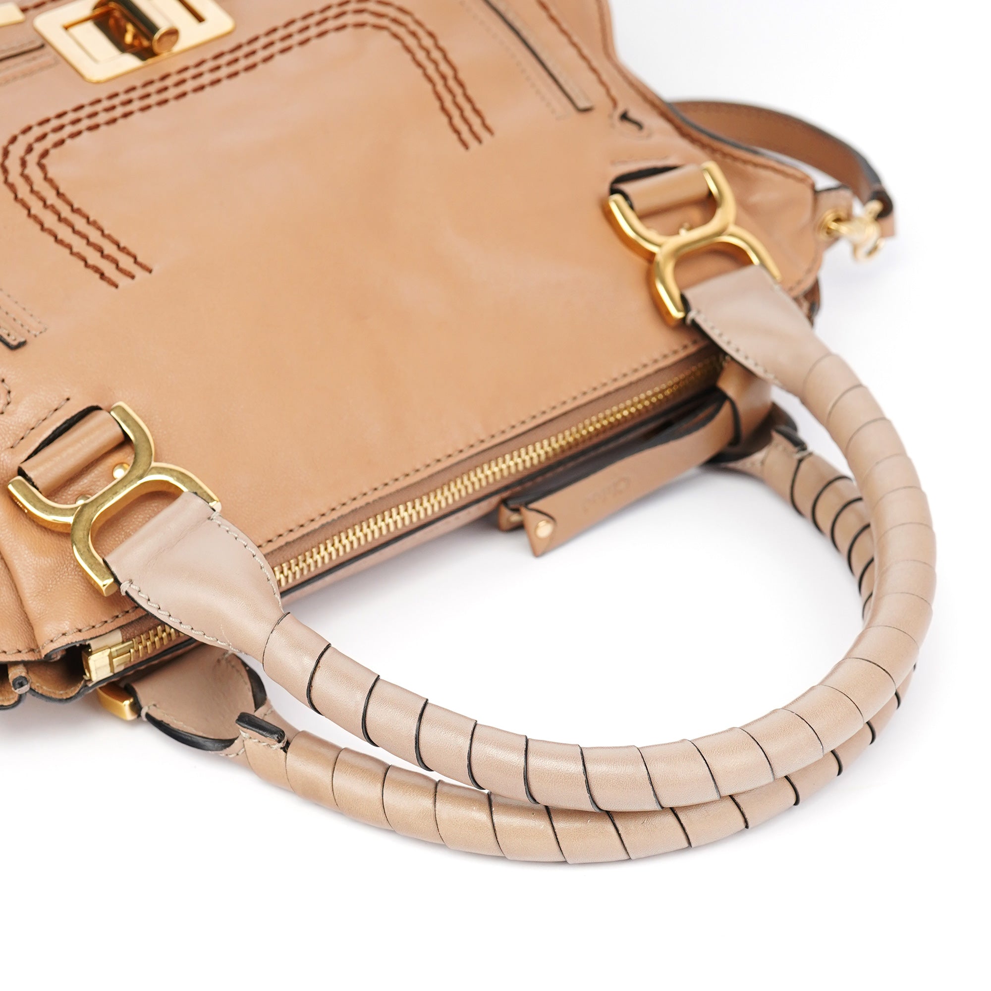 Chloé Sac porté épaule Marcie en cuir marron et gris