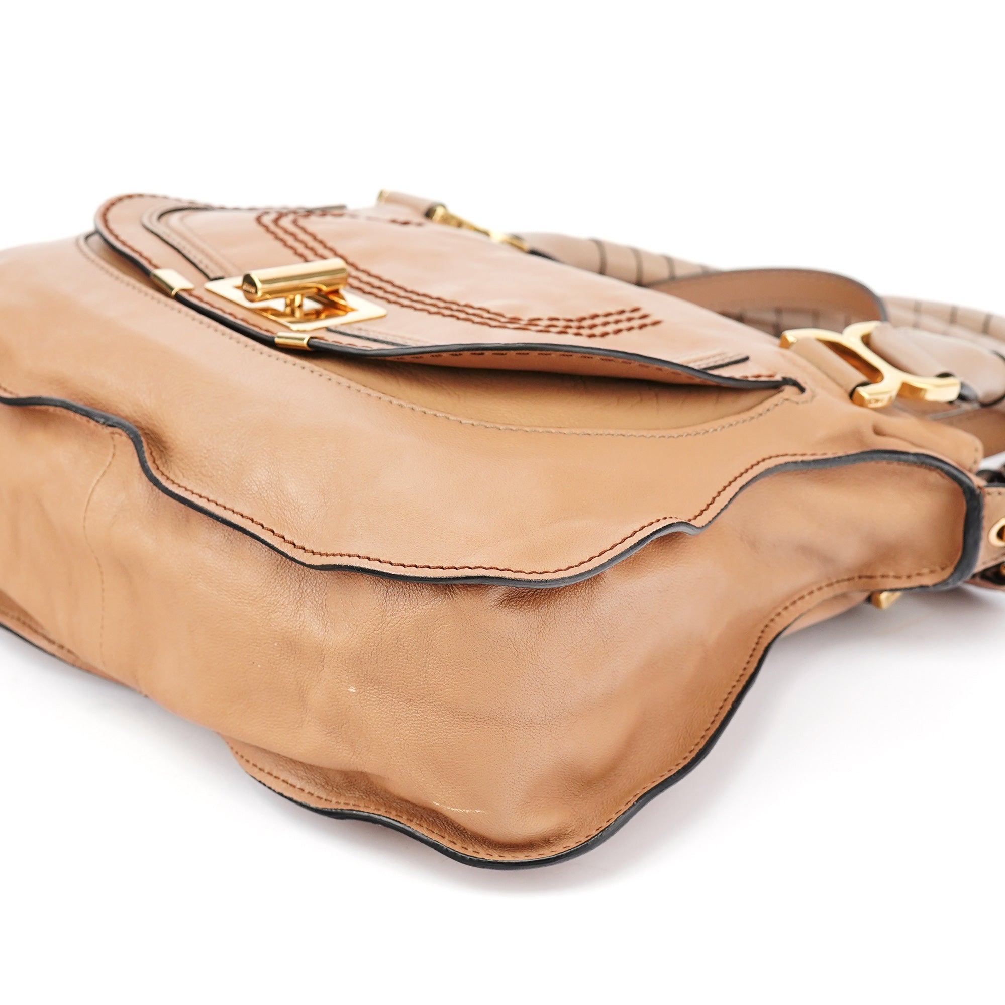 Chloé Sac porté épaule Marcie en cuir marron et gris