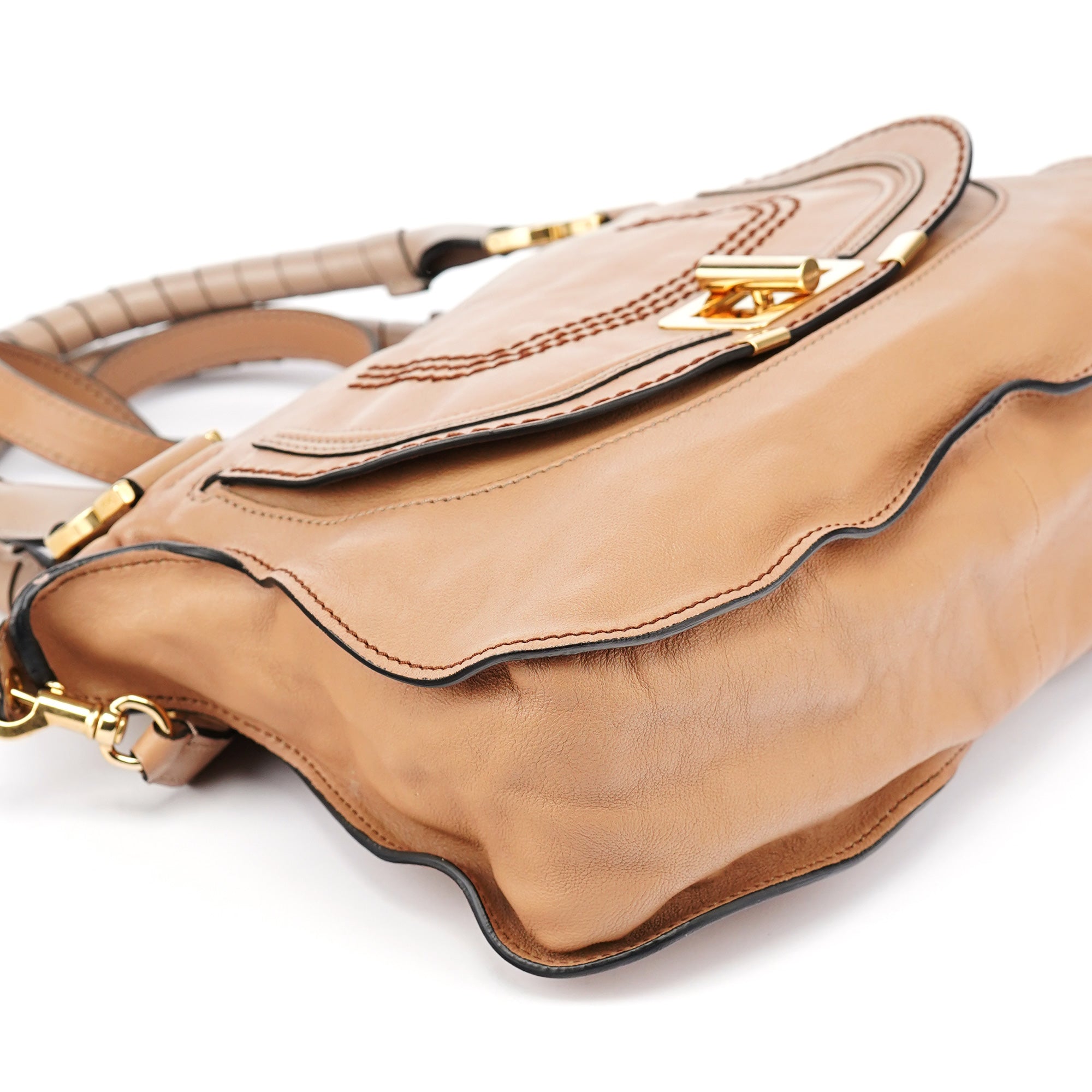 Chloé Sac porté épaule Marcie en cuir marron et gris