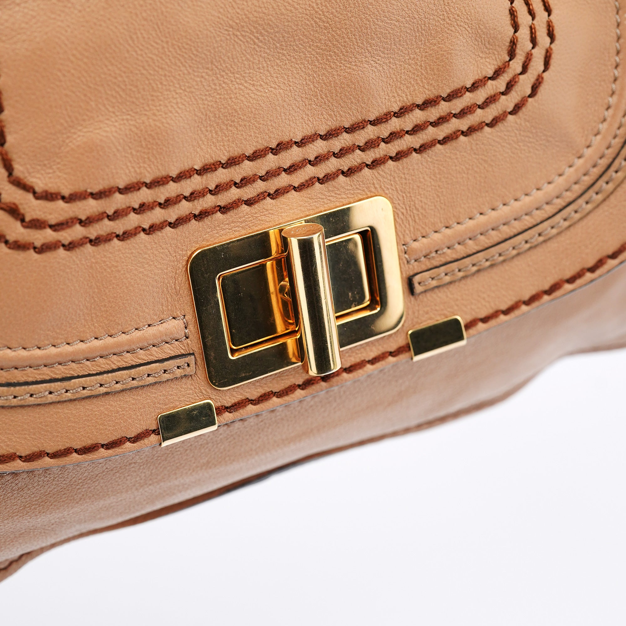 Chloé Sac porté épaule Marcie en cuir marron et gris