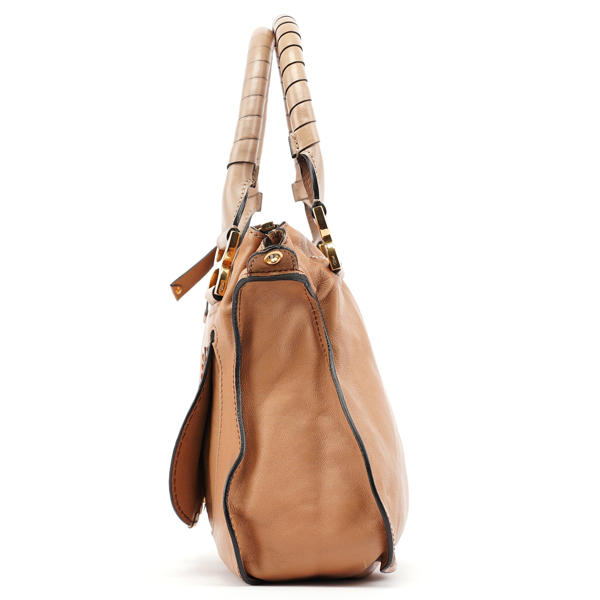 Chloé Sac porté épaule Marcie en cuir marron et gris