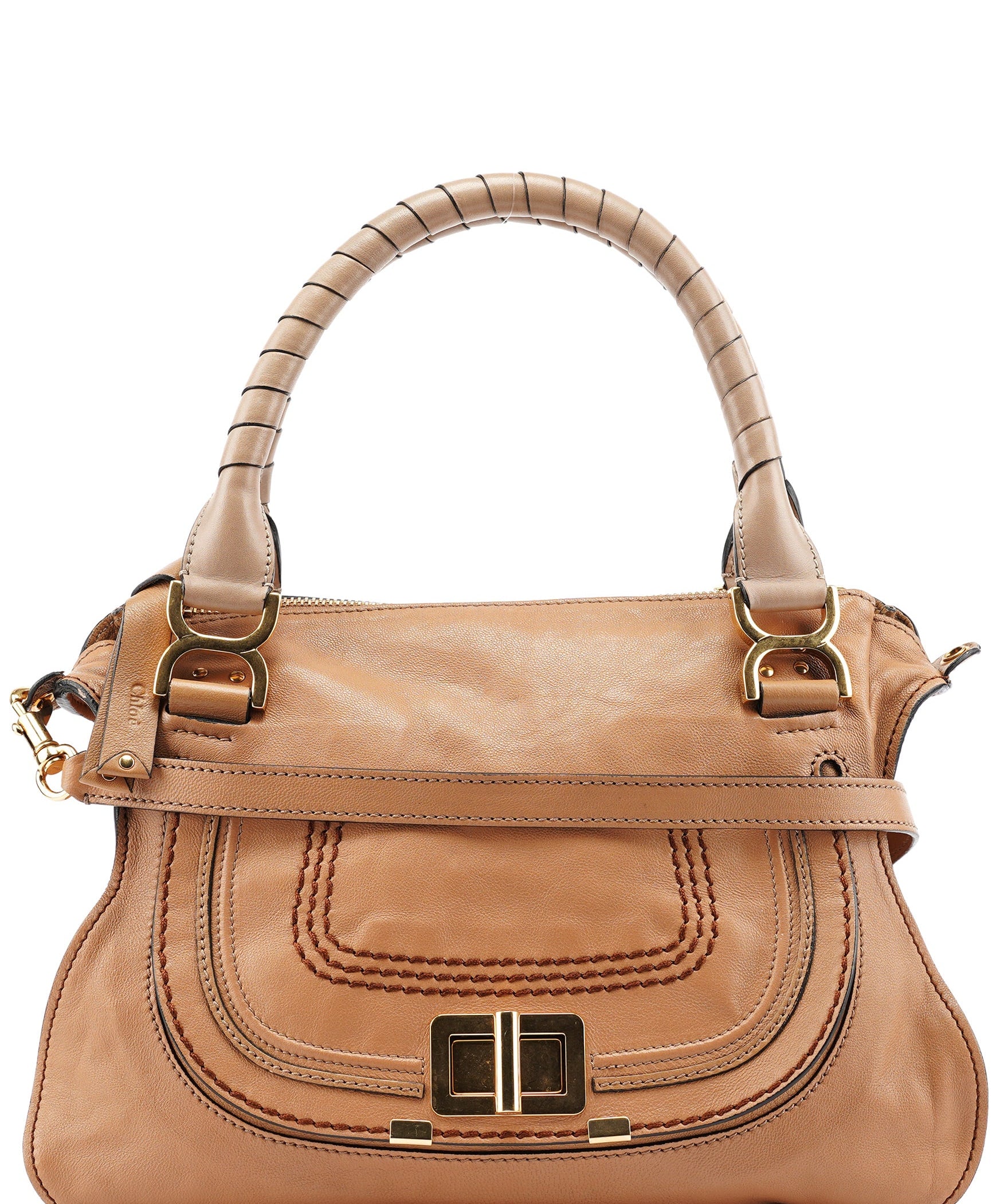 Chloe Brown Grey Leather Marcie Shoulder Bag
