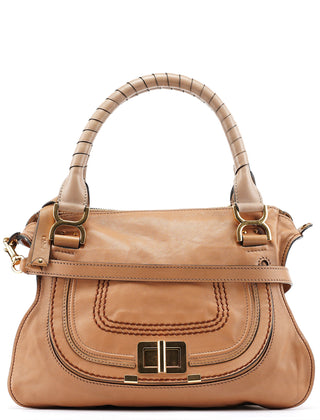 Chloe Brown Grey Leather Marcie Shoulder Bag