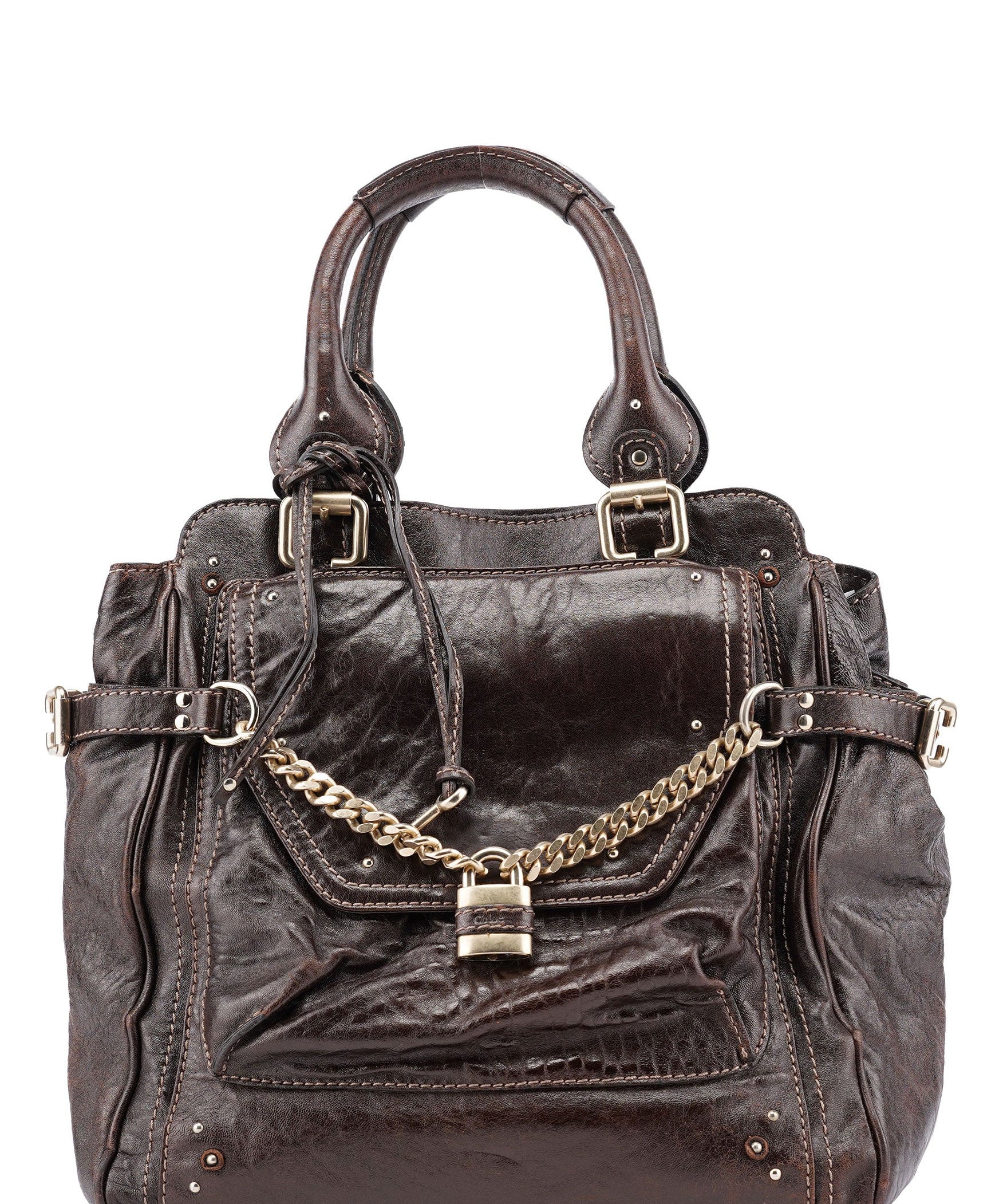 Chloé Brown Lambskin Paddington Tote Bag