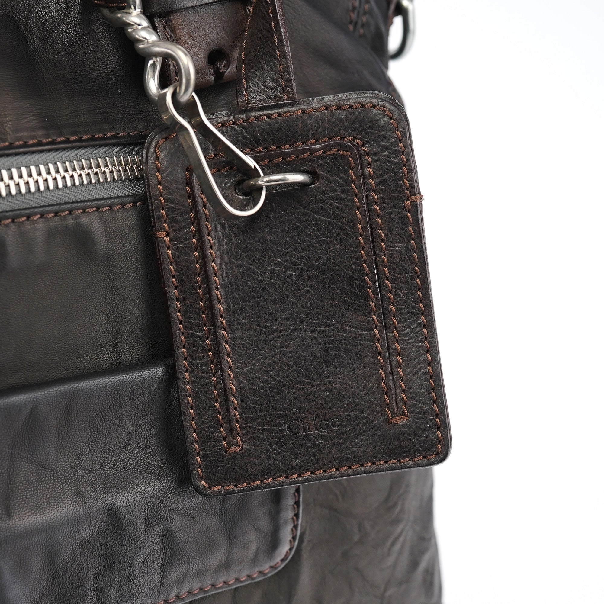 Chloe Brown Leather 2-Way Tote Bag