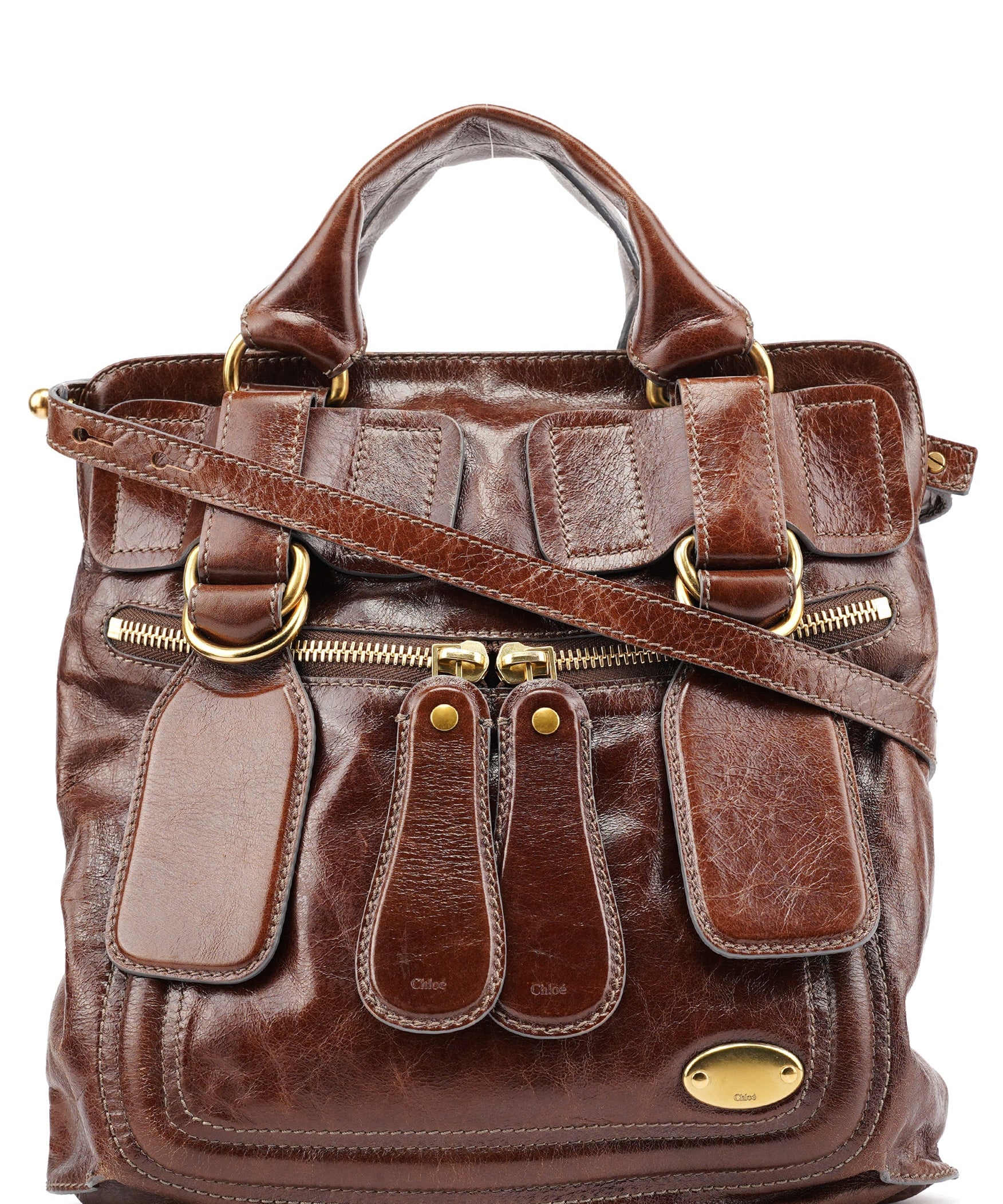 Chloé Brown Leather Bay 2-Way Bag