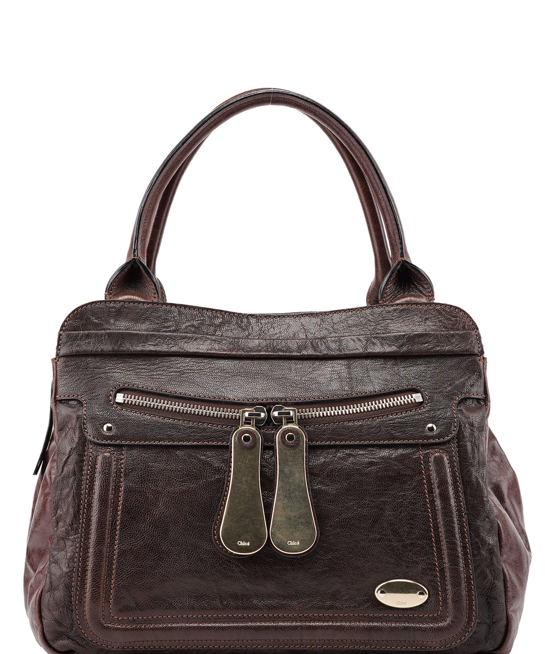 Chloe Brown Leather Bay 2-Way Tote Bag