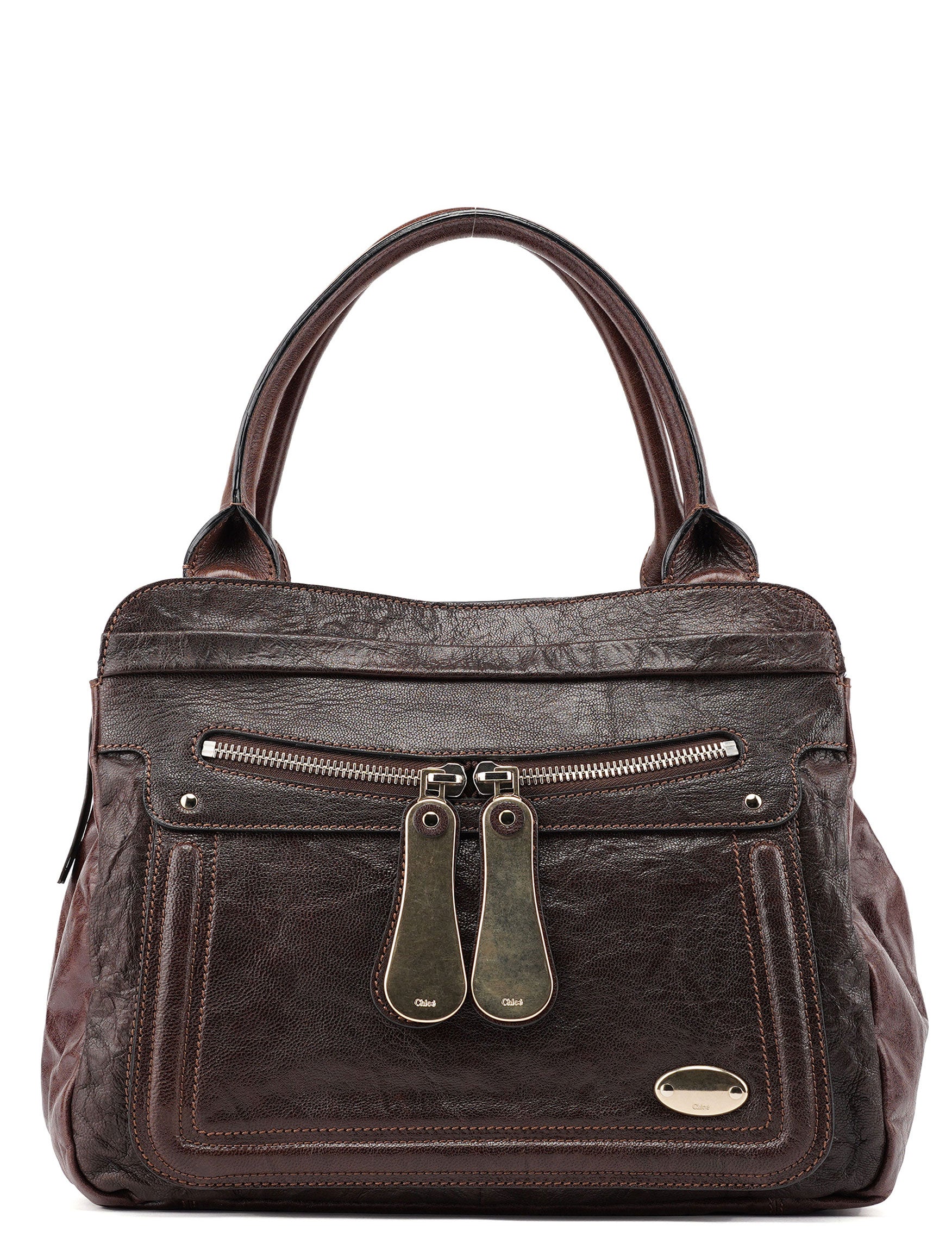 Chloe Brown Leather Bay 2-Way Tote Bag