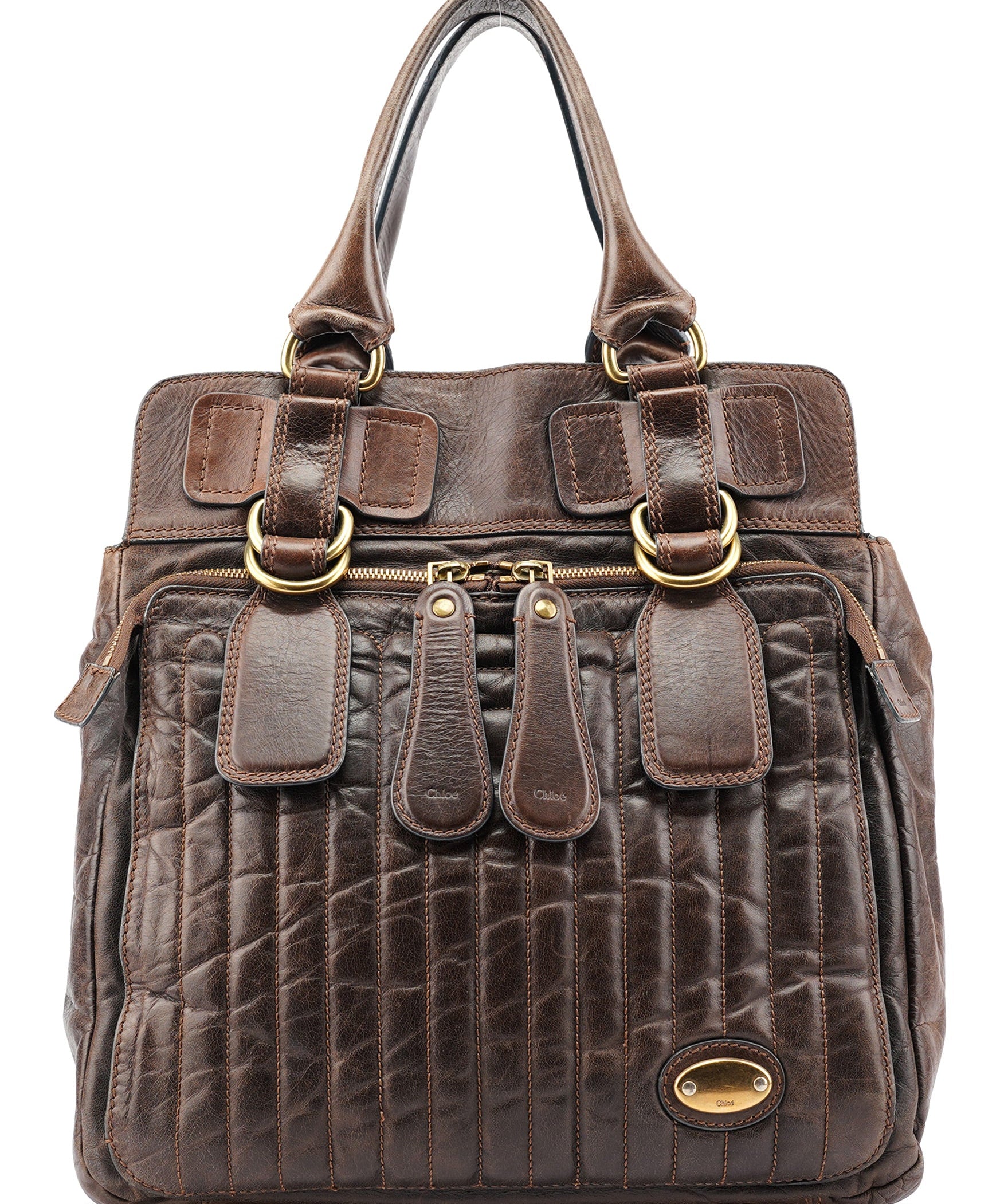 Chloé Brown Leather Bay Tote Bag
