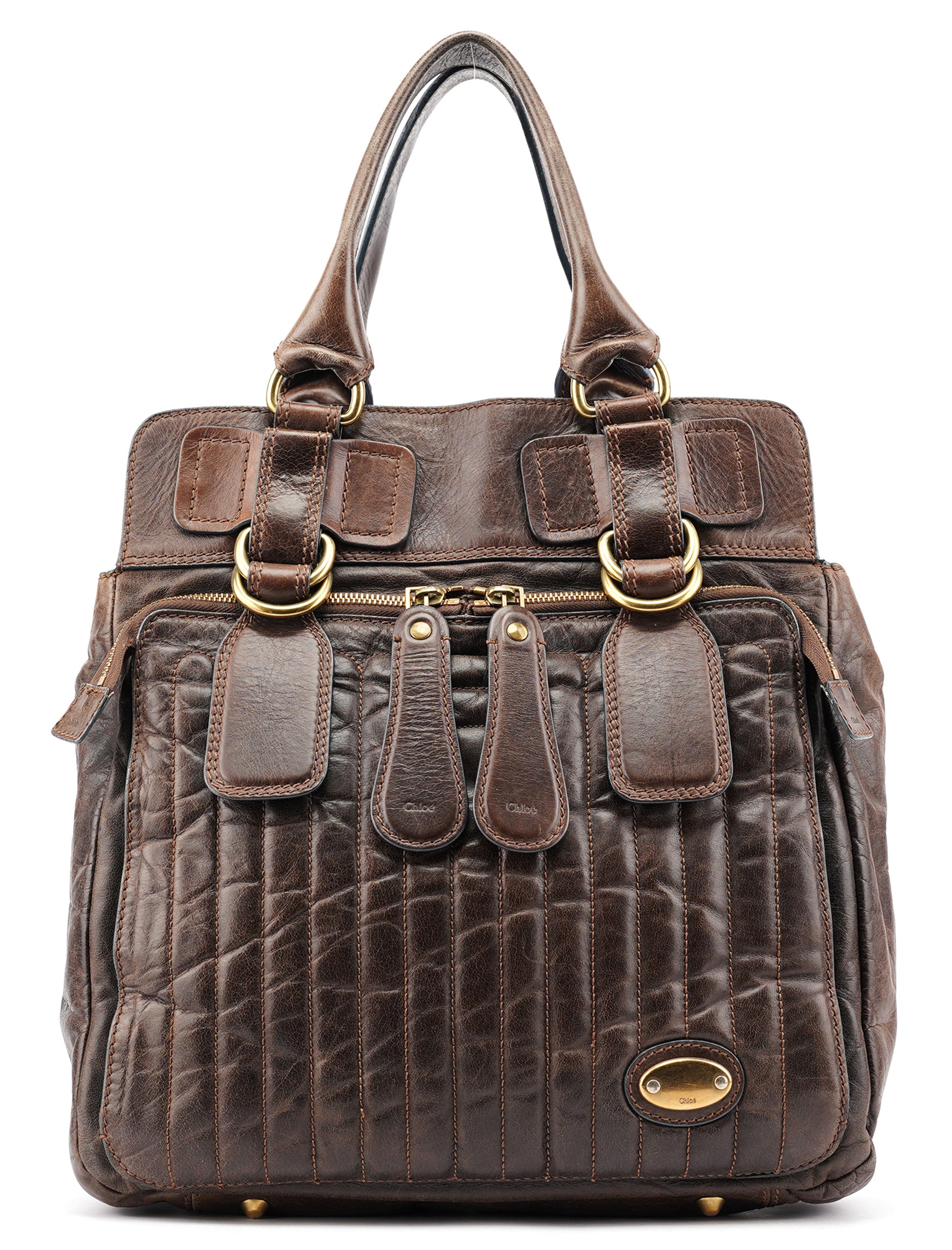 Chloé Brown Leather Bay Tote Bag