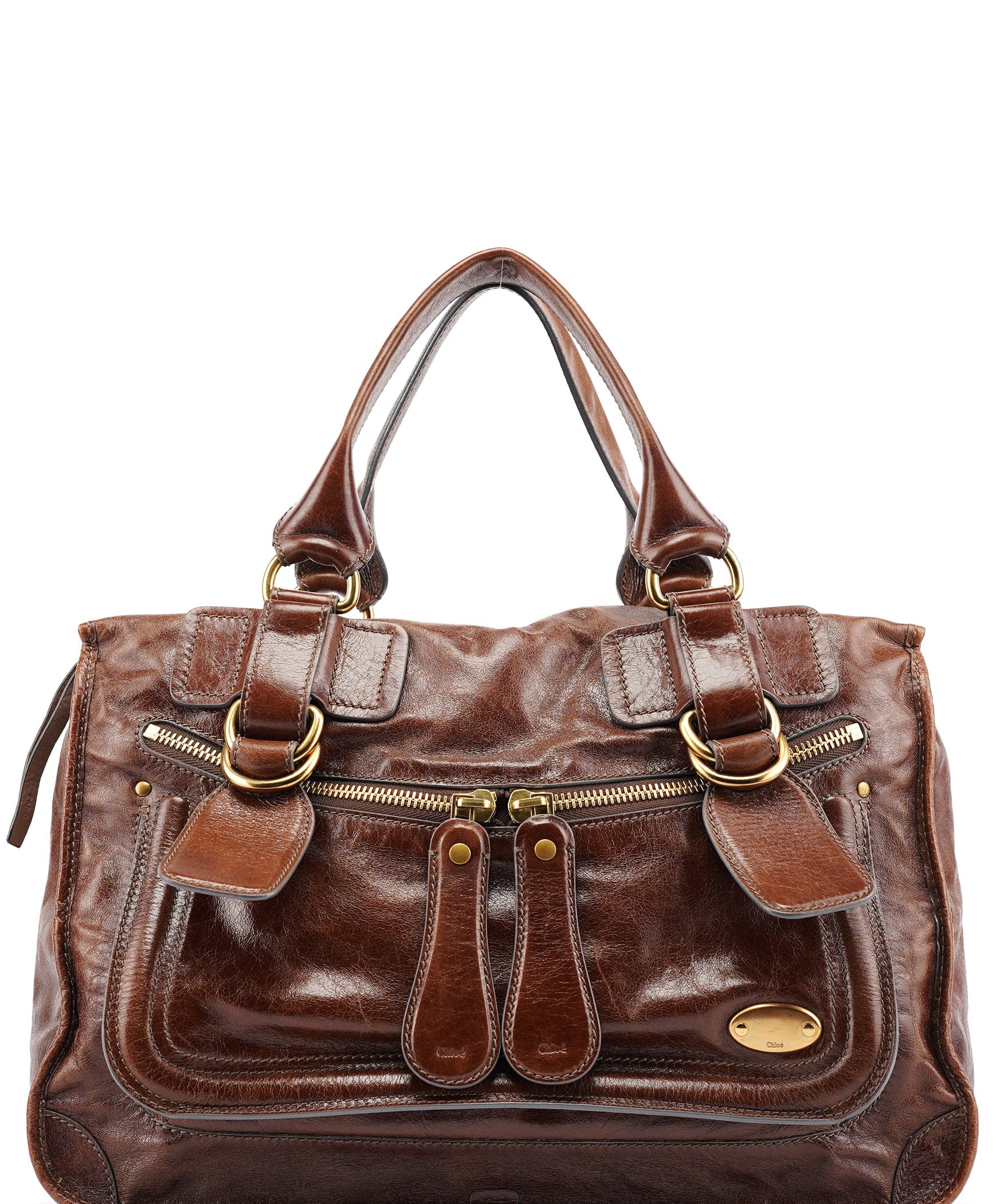 Chloe Brown Leather Bay Tote Bag