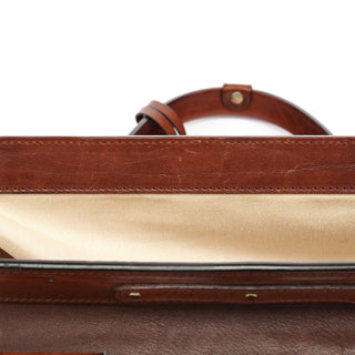 Chloe Brown Leather Clutch Bowling Bag