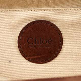 Chloe Brown Leather Clutch Bowling Bag