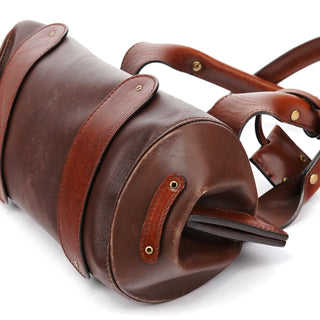 Chloe Brown Leather Clutch Bowling Bag