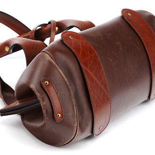 Chloe Brown Leather Clutch Bowling Bag