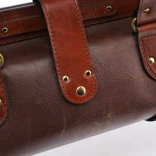 Chloe Brown Leather Clutch Bowling Bag