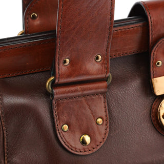Chloe Brown Leather Clutch Bowling Bag