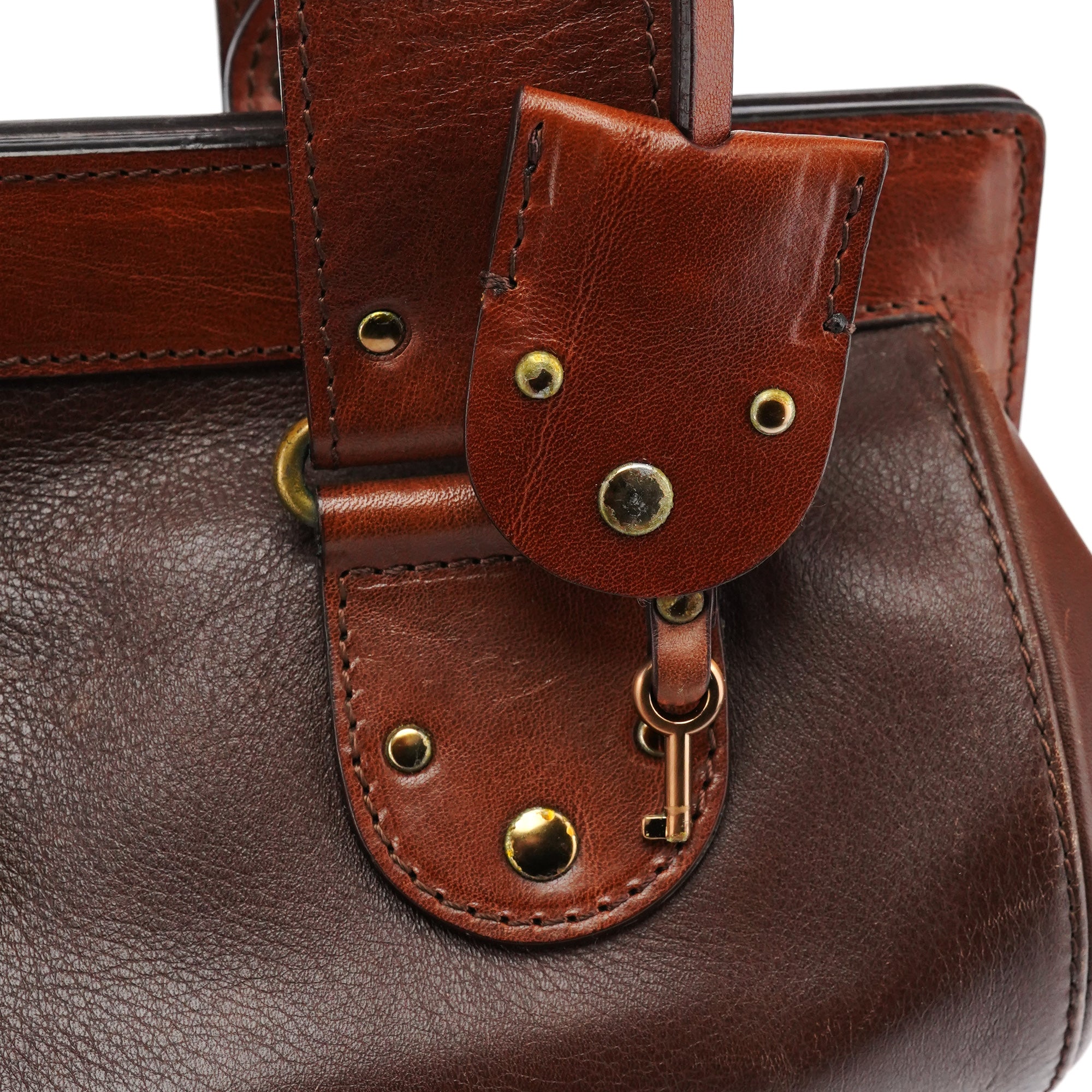 Chloé Sac bowling format pochette en cuir marron