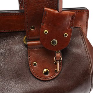 Chloe Brown Leather Clutch Bowling Bag