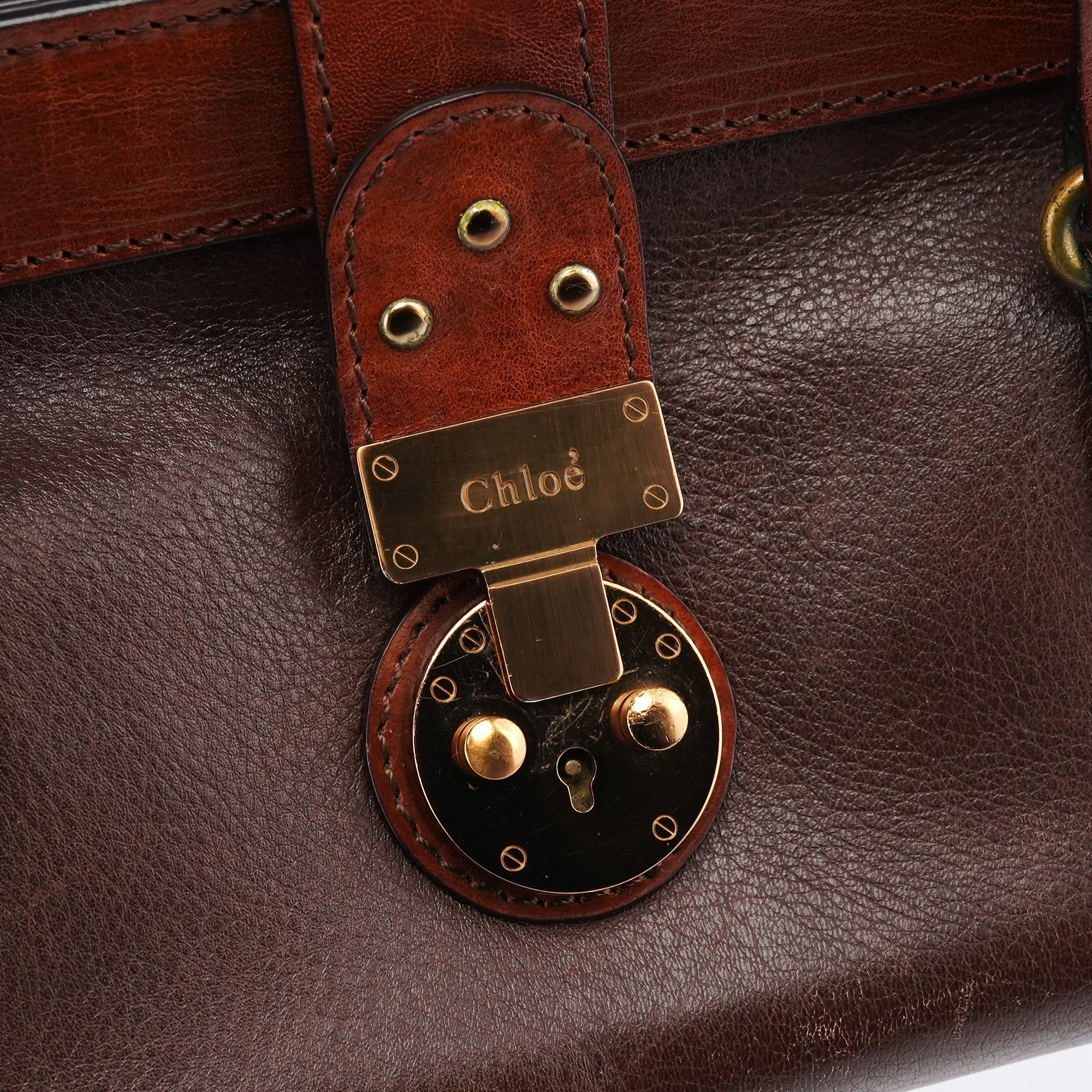 Chloé Sac bowling format pochette en cuir marron