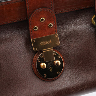 Chloe Brown Leather Clutch Bowling Bag